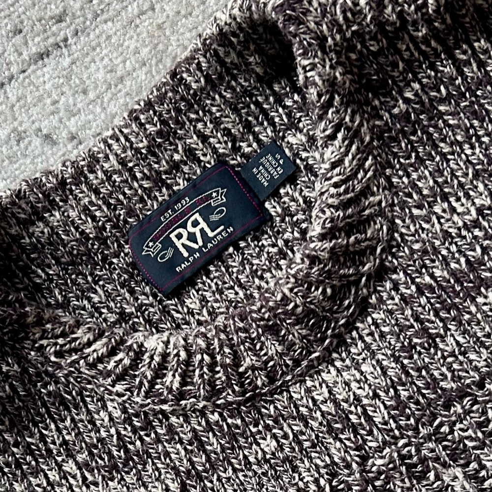 Ralph Lauren RRL / Double RL Crewneck Melange Varsity Thick Knit Sweater -S
